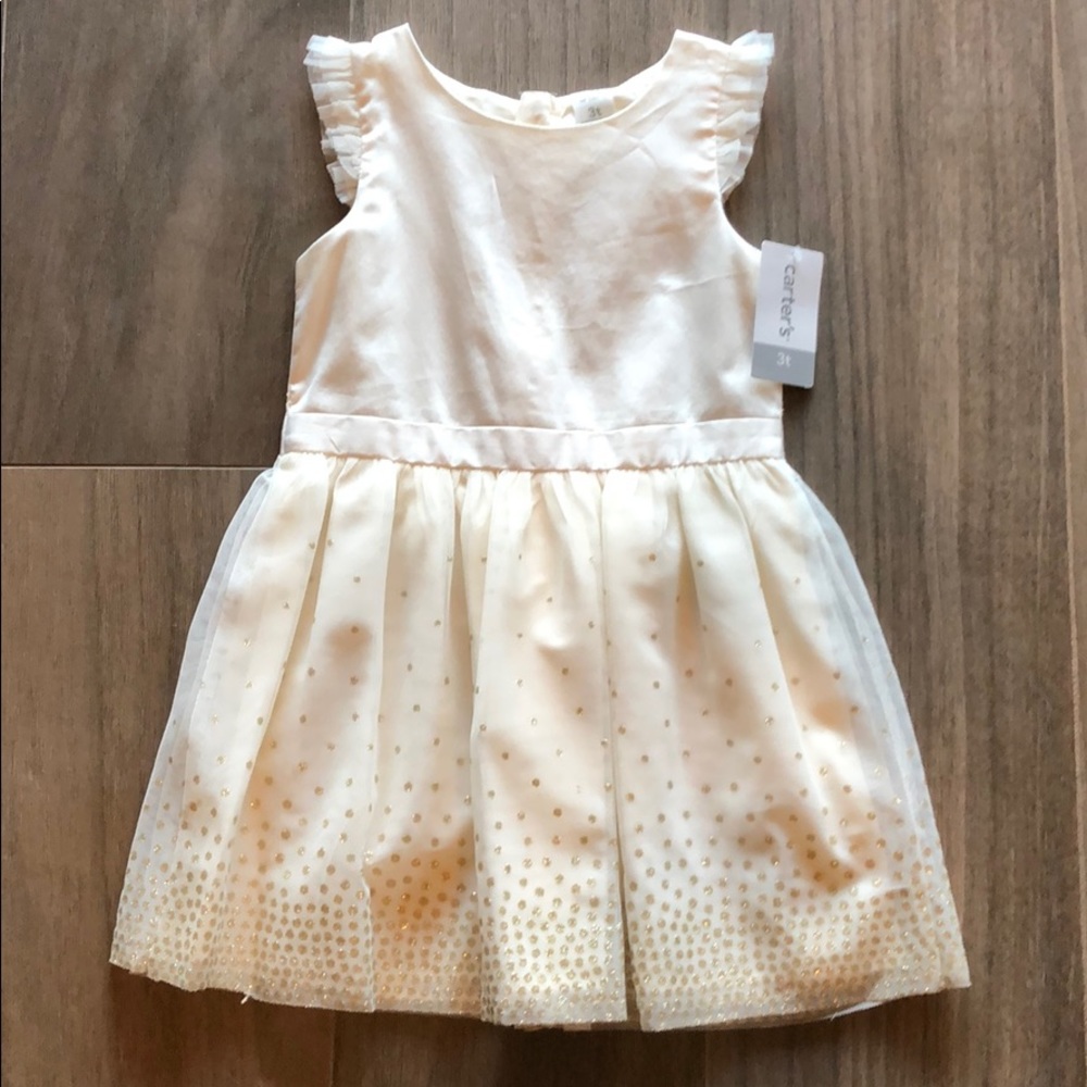Carters Girls Gold polka dot dress. Size 3T